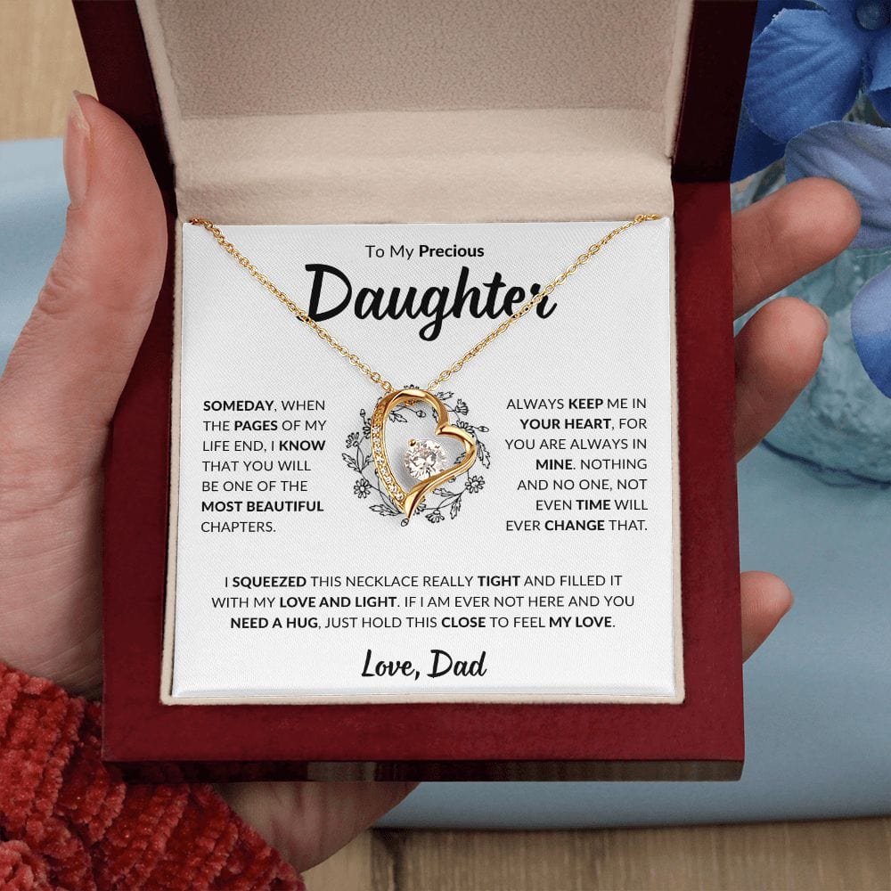 Precious Daughter Forever Love Necklace, Jewelry Gifts from Dad, Graduation Gift, Happy Birthday Gift Daughter