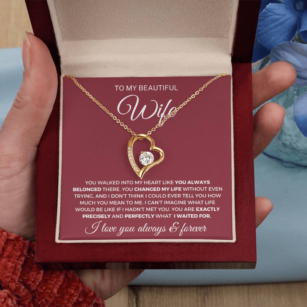 To my wife- Forever Love Necklace- You walked into my heart - MM-067