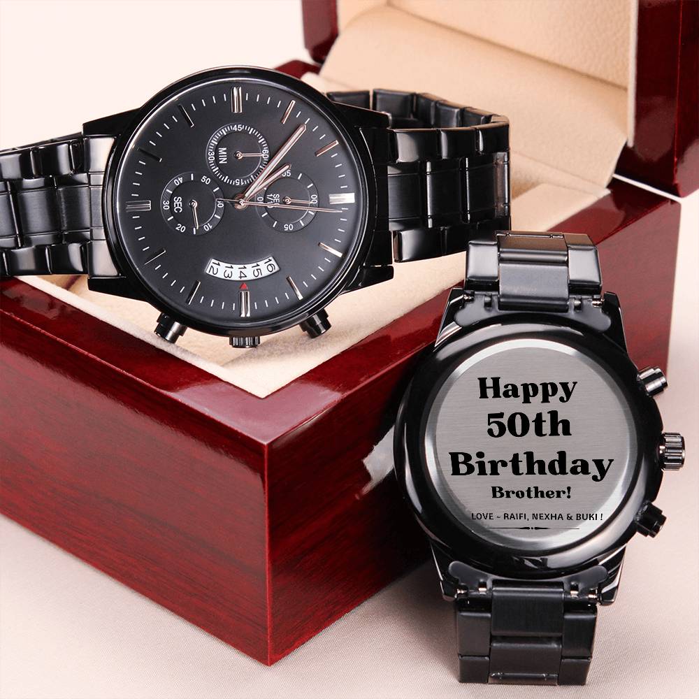 Custom Happy 50th Birthday Engraved Watch