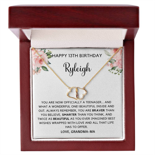 Happy 13th Birthday Solid Gold, Diamonds Necklace