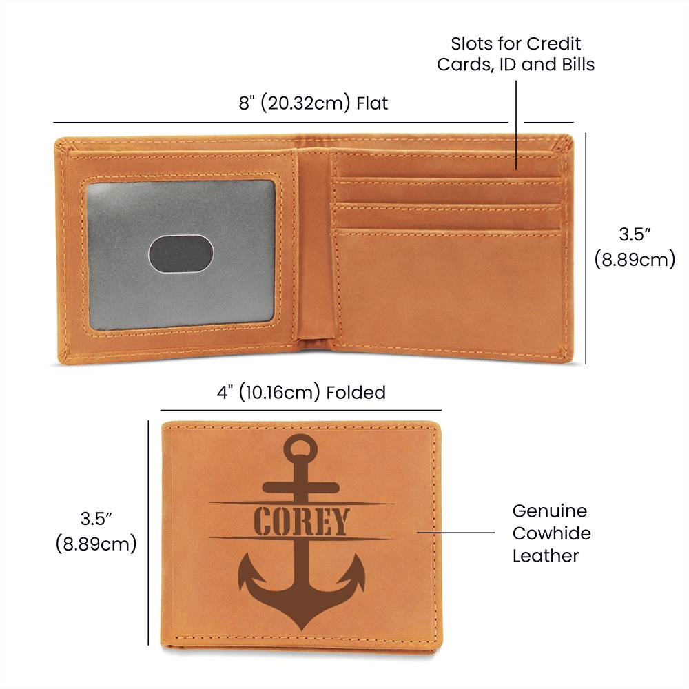 Personalized Wallet, Mens wallet bifold leather, Nautical Gift for Boating, Boating Dad Gifts, Boat Captain Gift