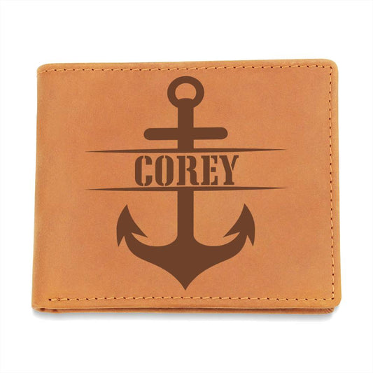 Personalized Wallet, Mens wallet bifold leather, Nautical Gift for Boating, Boating Dad Gifts, Boat Captain Gift