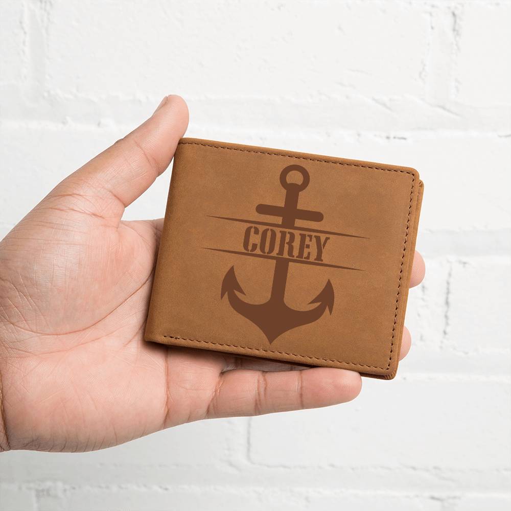 Personalized Wallet, Mens wallet bifold leather, Nautical Gift for Boating, Boating Dad Gifts, Boat Captain Gift