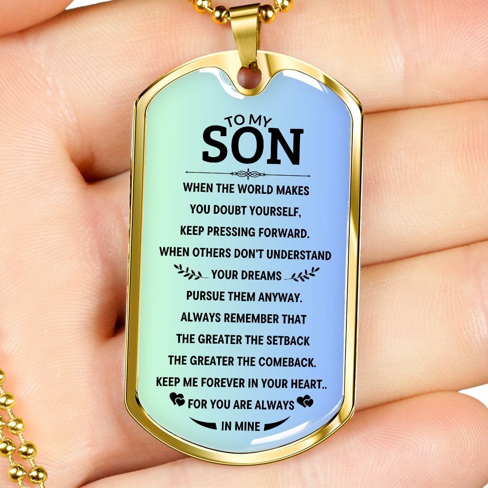 Custom Son Dog tag necklace, Bonus son gift for birthday from stepmom, To my Son graduation gift, Son in law gift, Personalized Dog tag