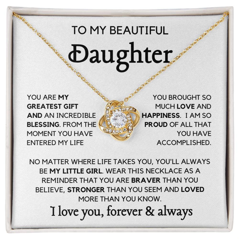 To my Daughter-  Always my little girl Loveknot Necklace