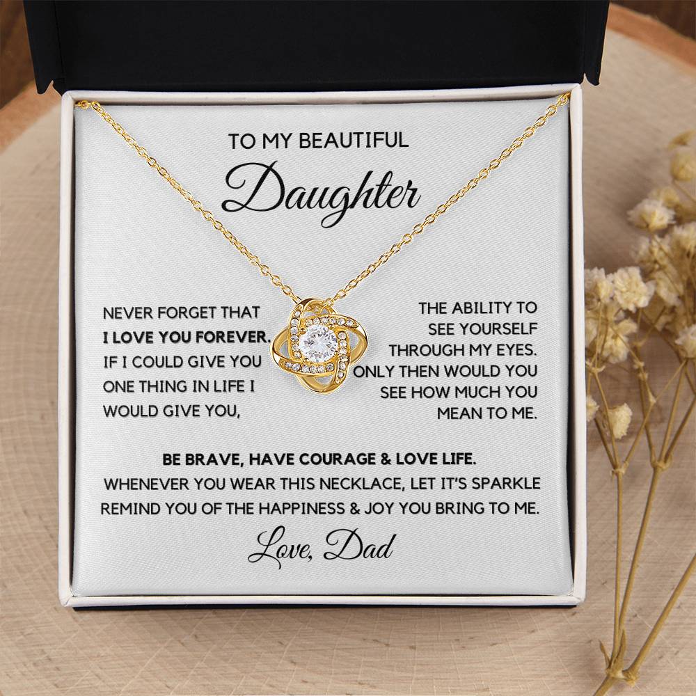 To my daughter Loveknot Necklace from Dad-Be Brave