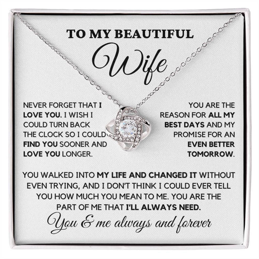 To my Wife- Loveknot Necklace - Never forget that I love you - MM-0001