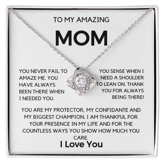 To my Mom Loveknot Necklace Mothers day gift from Son or Daughter