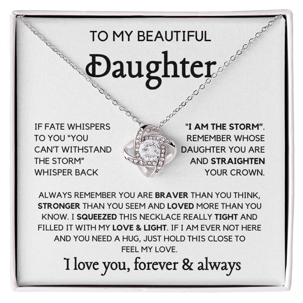 To my Daughter - Remember whose daughter you are Loveknot Necklace