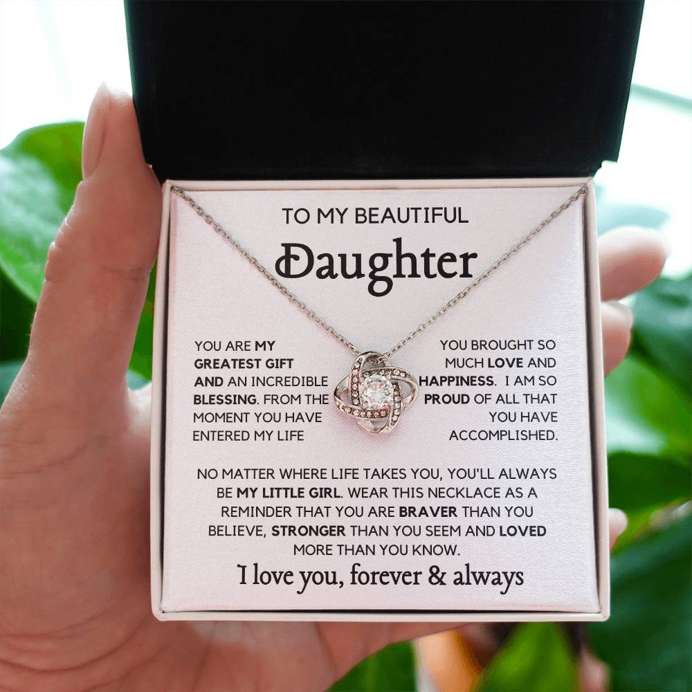 To my Daughter-  Always my little girl Loveknot Necklace