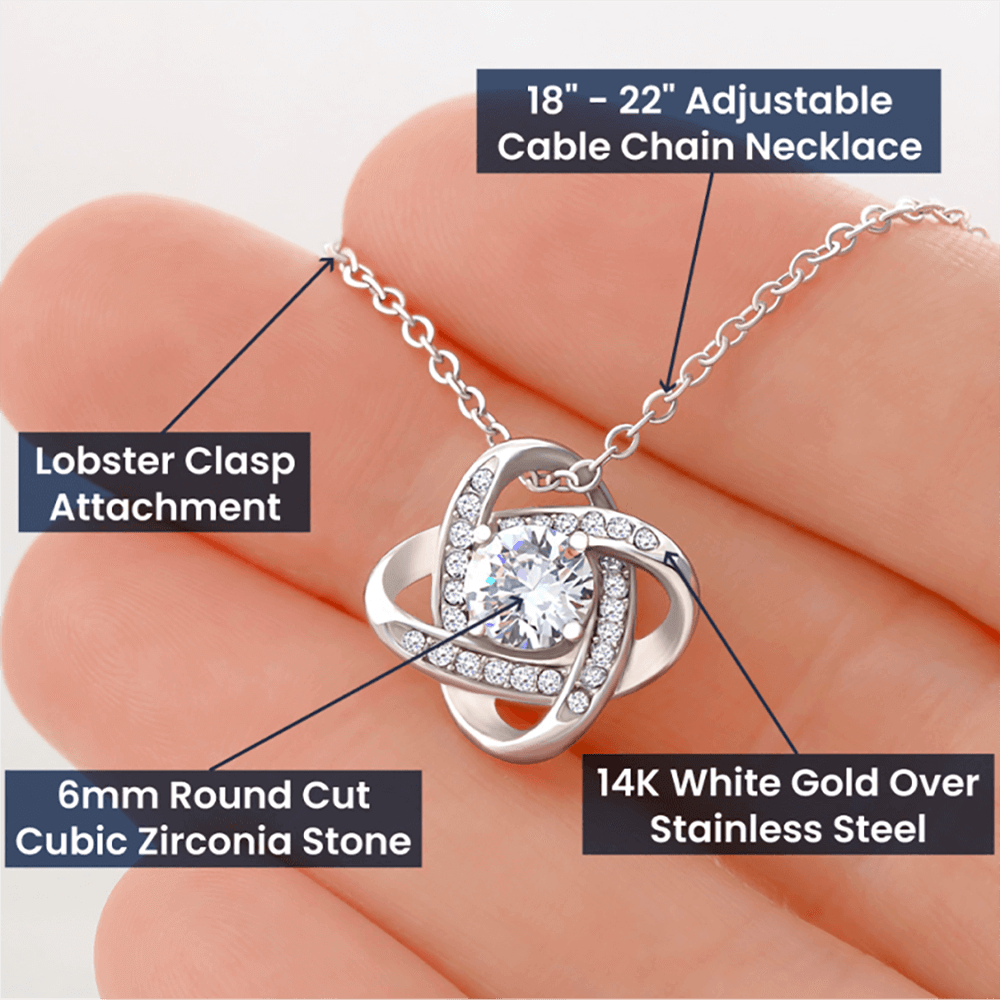 To My Beautiful Wife- Loving you- Loveknot Necklace