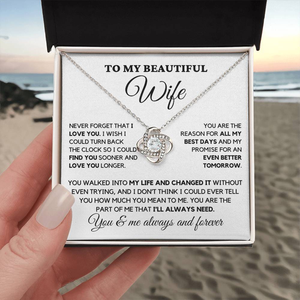 To my Wife- Loveknot Necklace - Never forget that I love you - MM-0001
