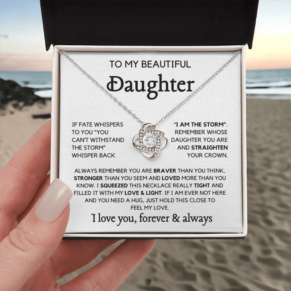 To my Daughter - Remember whose daughter you are Loveknot Necklace