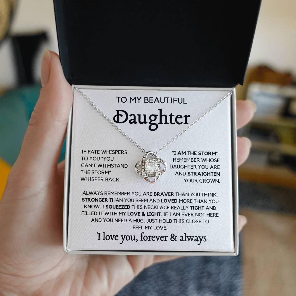To my Daughter - Remember whose daughter you are Loveknot Necklace