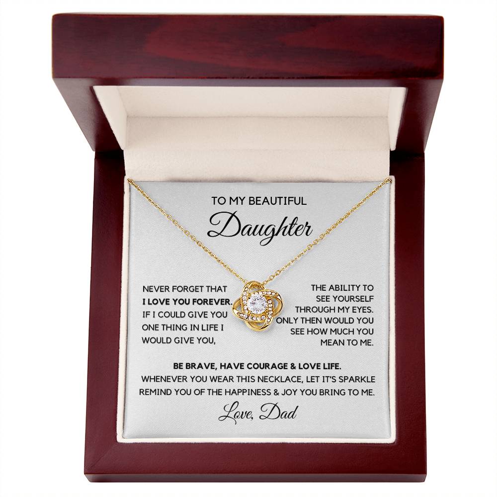 To my daughter Loveknot Necklace from Dad-Be Brave