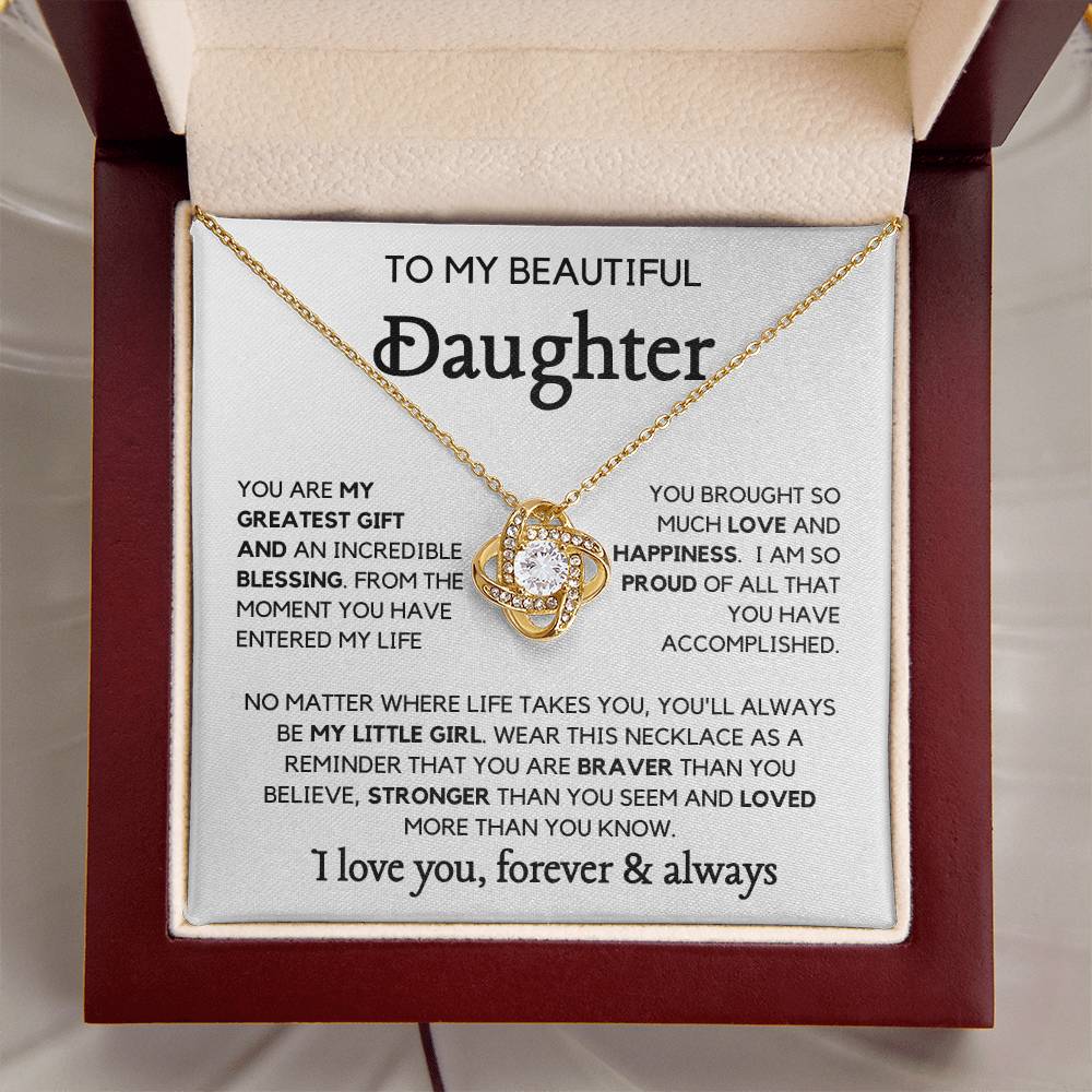 To my Daughter-  Always my little girl Loveknot Necklace