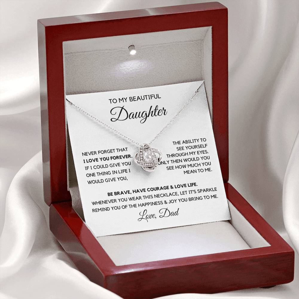 To my daughter Loveknot Necklace from Dad-Be Brave