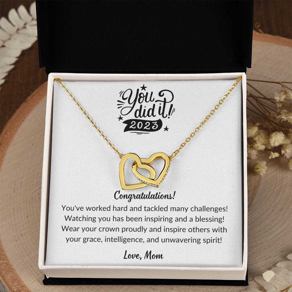 Graduation gift for Daughter from Mom, Graduation 2023 Interlocking heart necklace