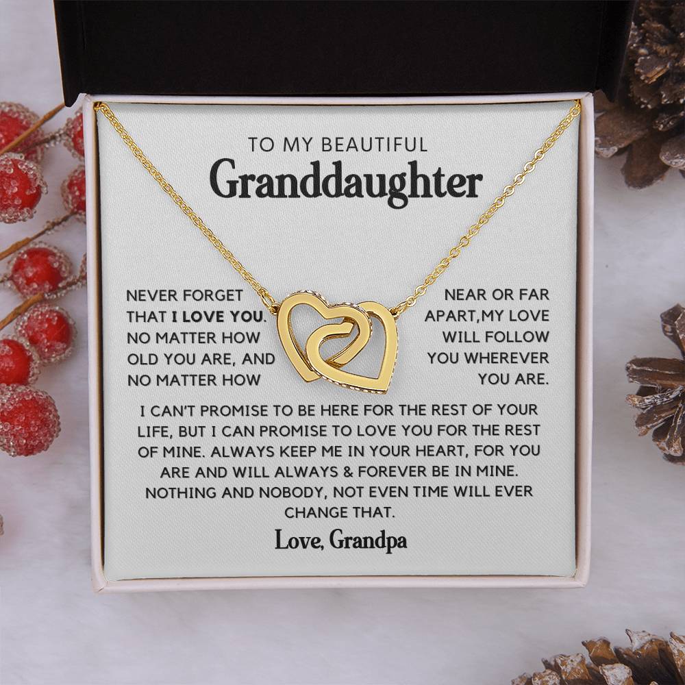 To My Beautiful Granddaughter - Interlocked Hearts Necklace Gift Set