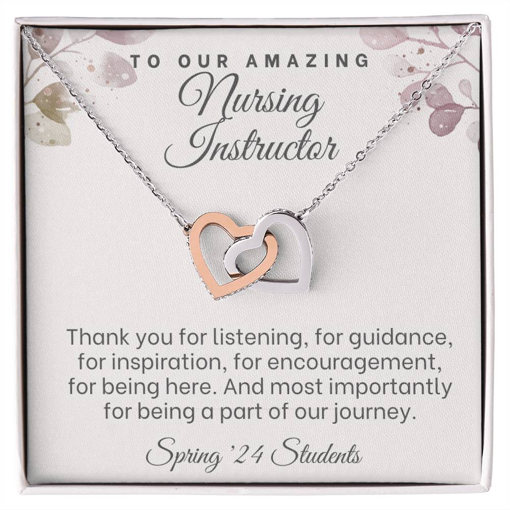 Nursing Instructor Gifts, Personalized Clinical Nurse instructor Hearts Necklace, Nurse instructor, Clinical Instructor Thank you gifts