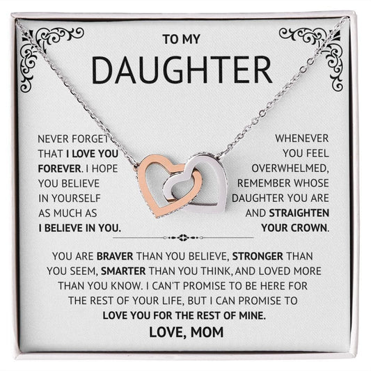 To my Daughter from Mom Interlocking Heart Necklace, 18th Birthday Gift for Daughter From Mom, 21st Birthday, Graduation Gift