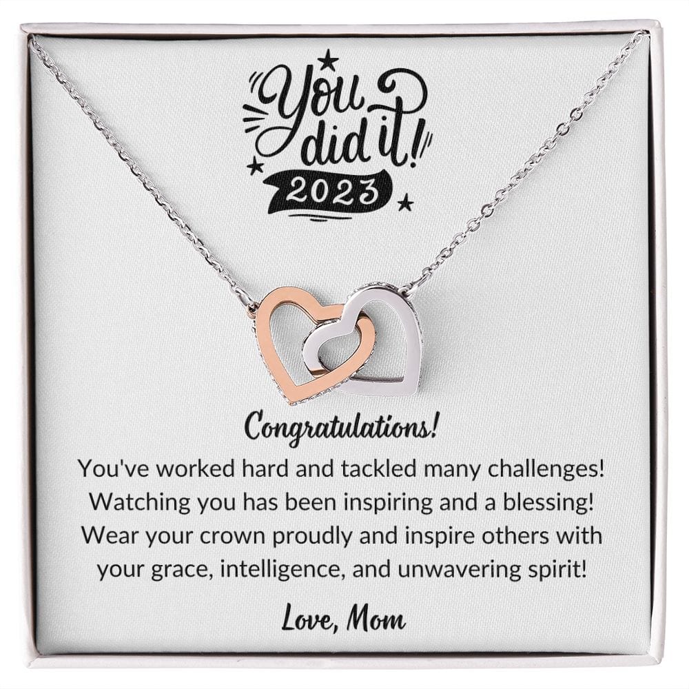 Graduation gift for Daughter from Mom, Graduation 2023 Interlocking heart necklace