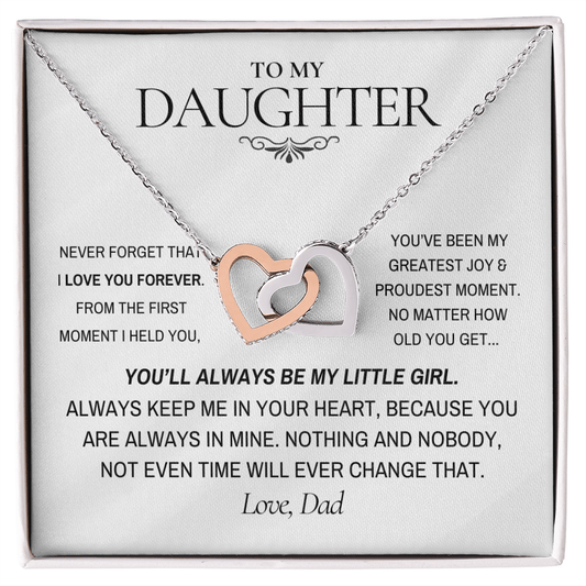 Always in my heart Dad to Daughter Interlocking Necklace