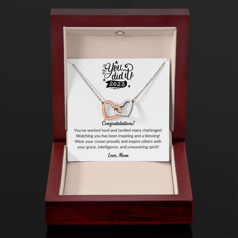 Graduation gift for Daughter from Mom, Graduation 2023 Interlocking heart necklace
