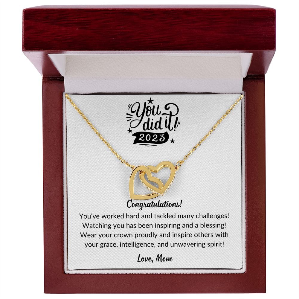 Graduation gift for Daughter from Mom, Graduation 2023 Interlocking heart necklace
