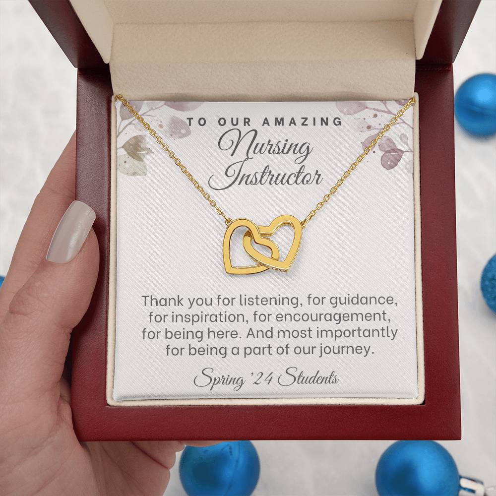 Nursing Instructor Gifts, Personalized Clinical Nurse instructor Hearts Necklace, Nurse instructor, Clinical Instructor Thank you gifts