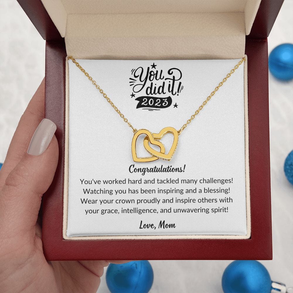 Graduation gift for Daughter from Mom, Graduation 2023 Interlocking heart necklace