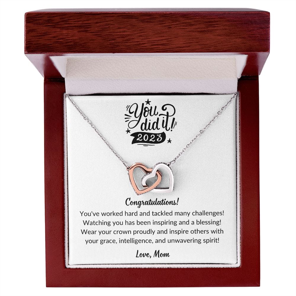 Graduation gift for Daughter from Mom, Graduation 2023 Interlocking heart necklace