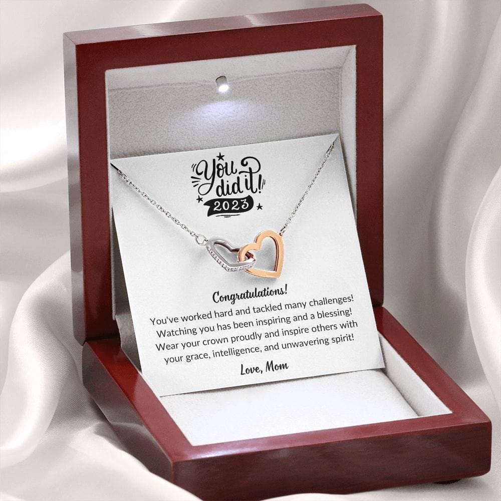 Graduation gift for Daughter from Mom, Graduation 2023 Interlocking heart necklace