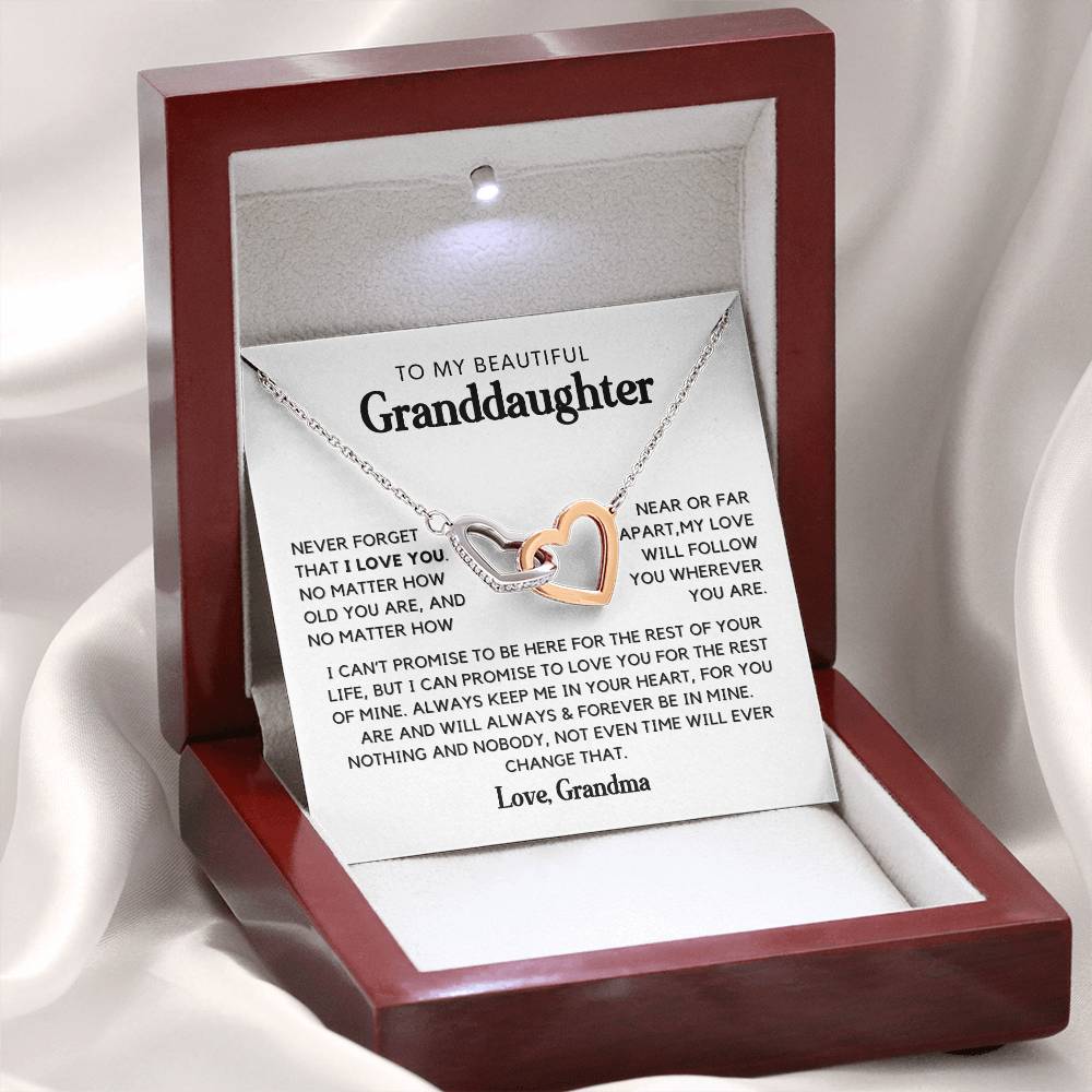 To my beautiful Granddaughter From Grandma Interlocking Heart Necklace