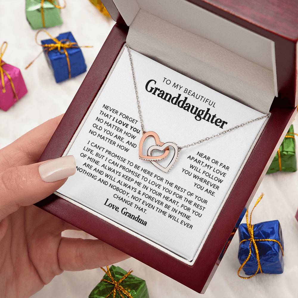 To my beautiful Granddaughter From Grandma Interlocking Heart Necklace