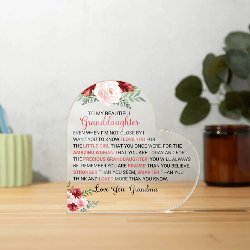 Granddaughter From Grandma acrylic Heart plaque