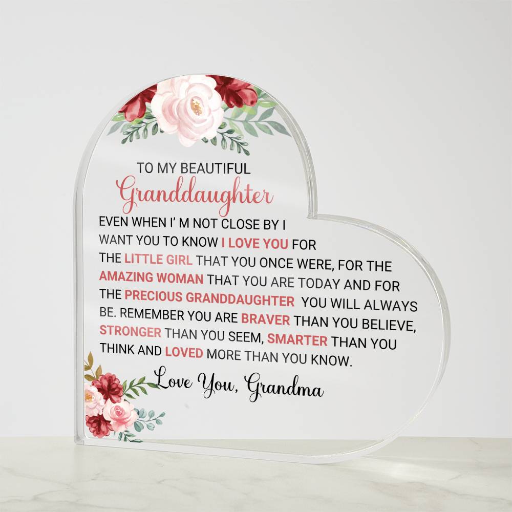 Granddaughter From Grandma acrylic Heart plaque