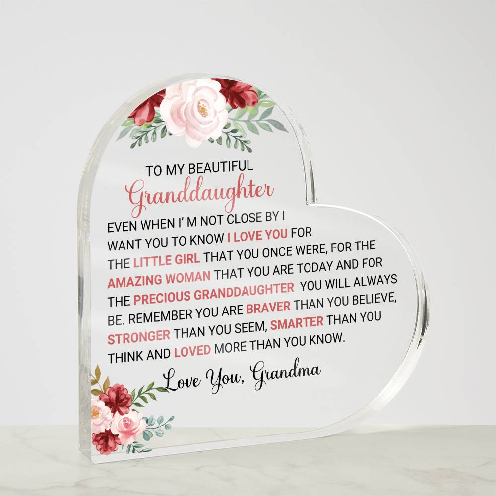 Granddaughter From Grandma acrylic Heart plaque