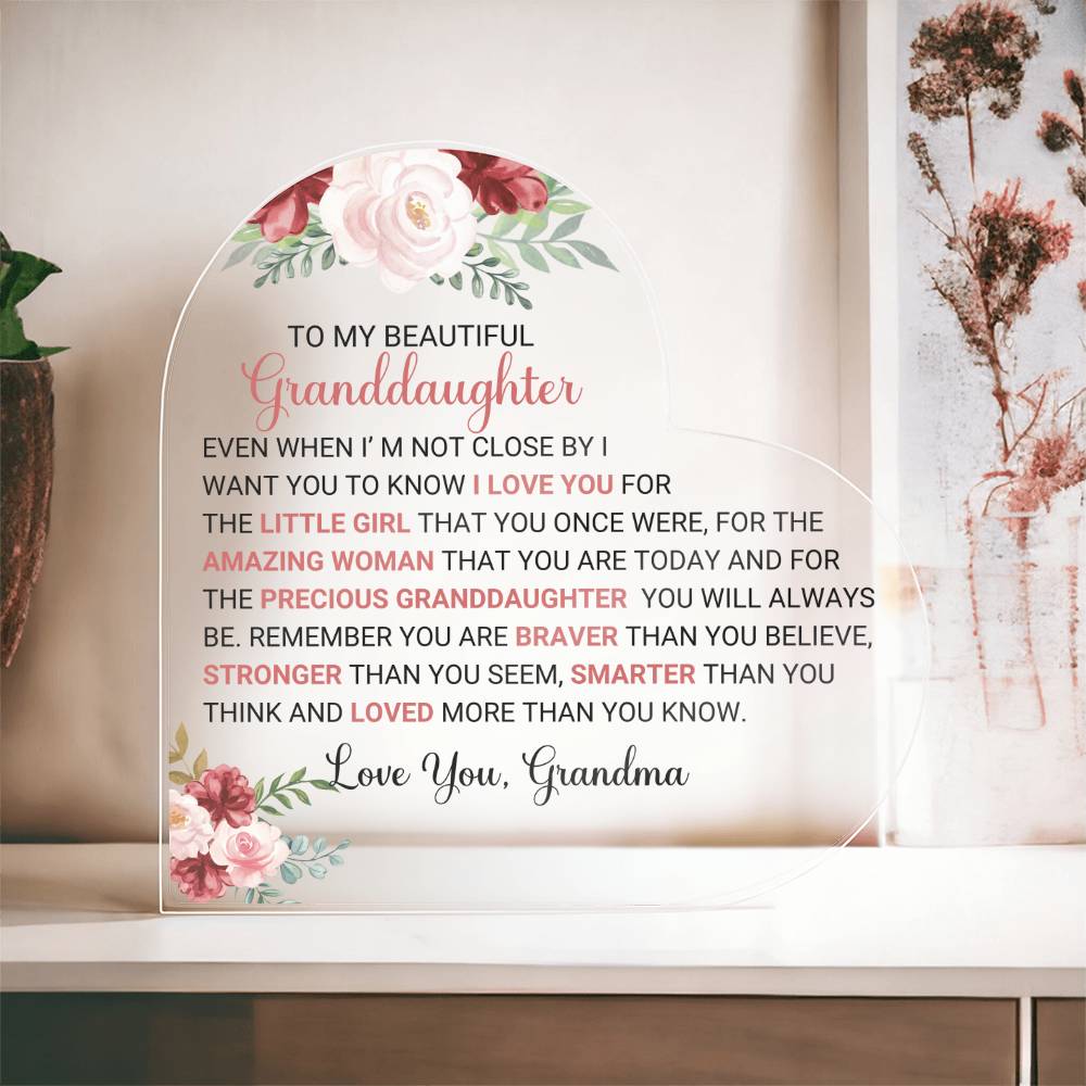 Granddaughter From Grandma acrylic Heart plaque