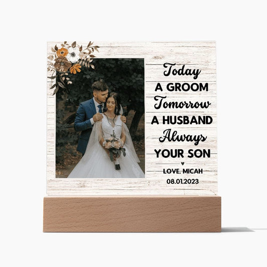 Mother of the Groom Gift from Groom  Acrylic Plaque Personalized Thank you gift from Groom Wedding Photo frame Keepsake Step Mother of groom