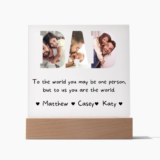 Personalized DAD Acrylic Plaque, Photo frame LED Light