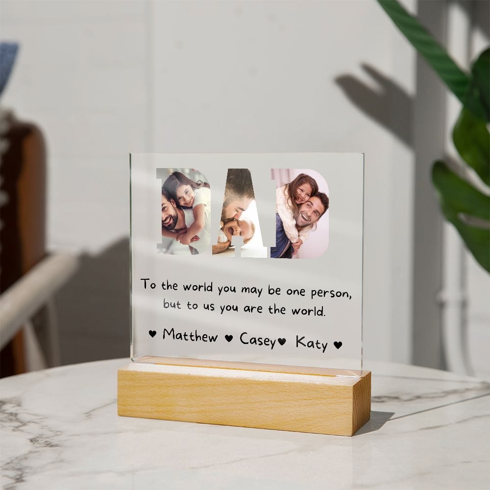 Personalized DAD Acrylic Plaque, Photo frame LED Light