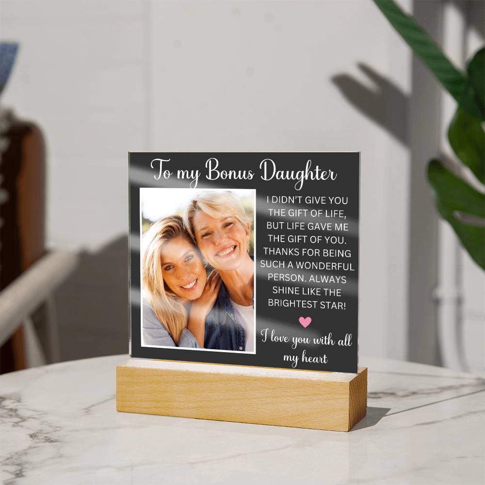 Stepdaughter Gift Acrylic Plaque Personalized Birthday Gift For Bonus Daughter To My Bonus Daughter from Stepmom