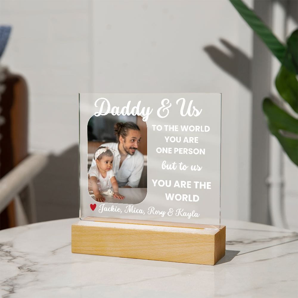 Personalized Daddy and Us Acrylic plaque, LED Photo Frame, Father's Day Gift for Dad