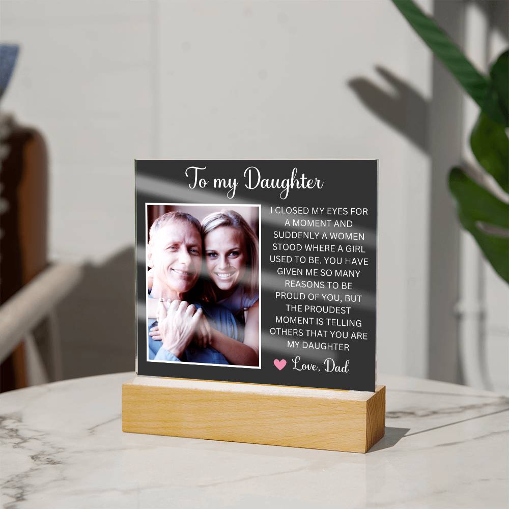 Personalized Letter to my daughter from Dad Acrylic Plaque Going away Keepsake LED Light Sign Gift for daughter Customized Gift from Mom