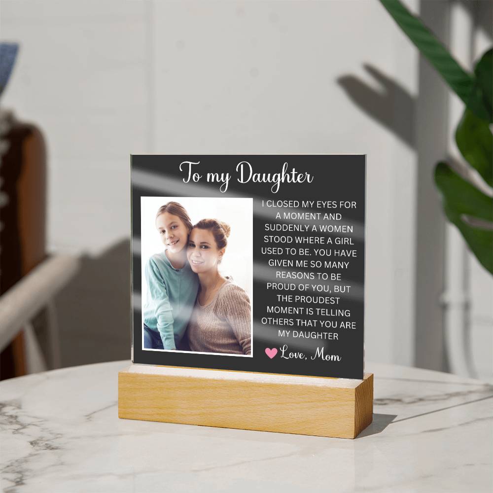 Personalized Letter to my daughter from Mom Acrylic Plaque Going away Keepsake LED Light Sign Gift for daughter Customized Gift from Dad