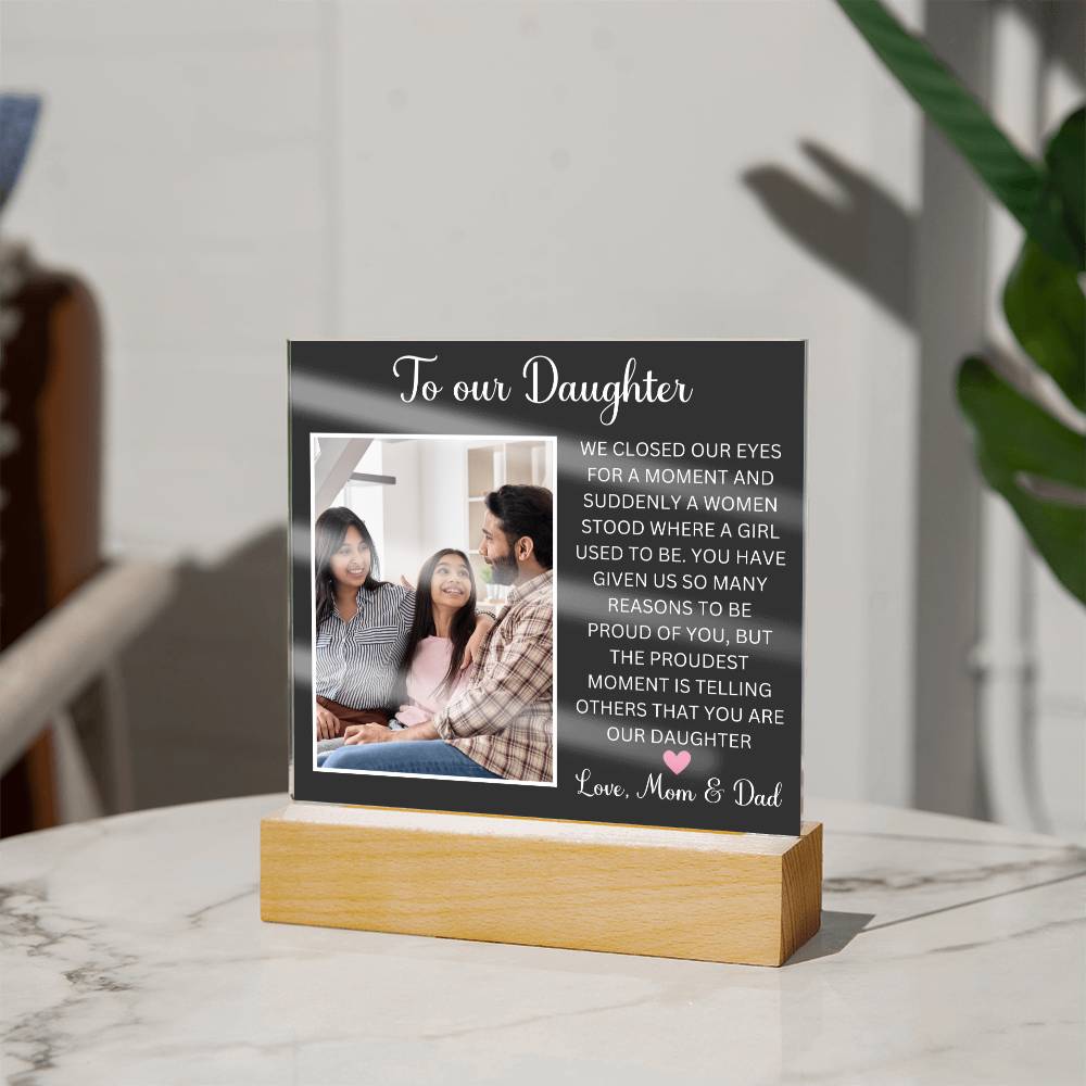 Personalized Letter to my daughter from Mom Acrylic Plaque Going away Keepsake LED Light Sign Gift for daughter Customized Gift from Dad