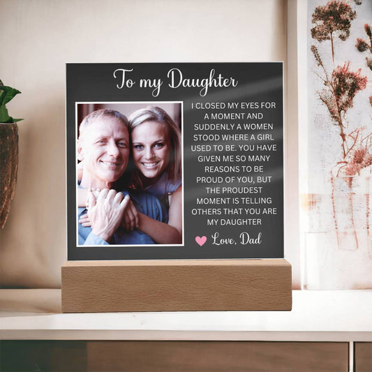 Personalized Letter to my daughter from Dad Acrylic Plaque Going away Keepsake LED Light Sign Gift for daughter Customized Gift from Mom
