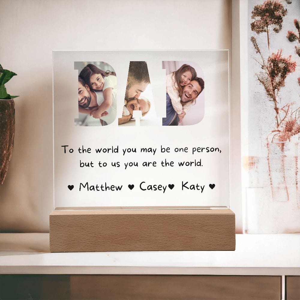 Personalized DAD Acrylic Plaque, Photo frame LED Light