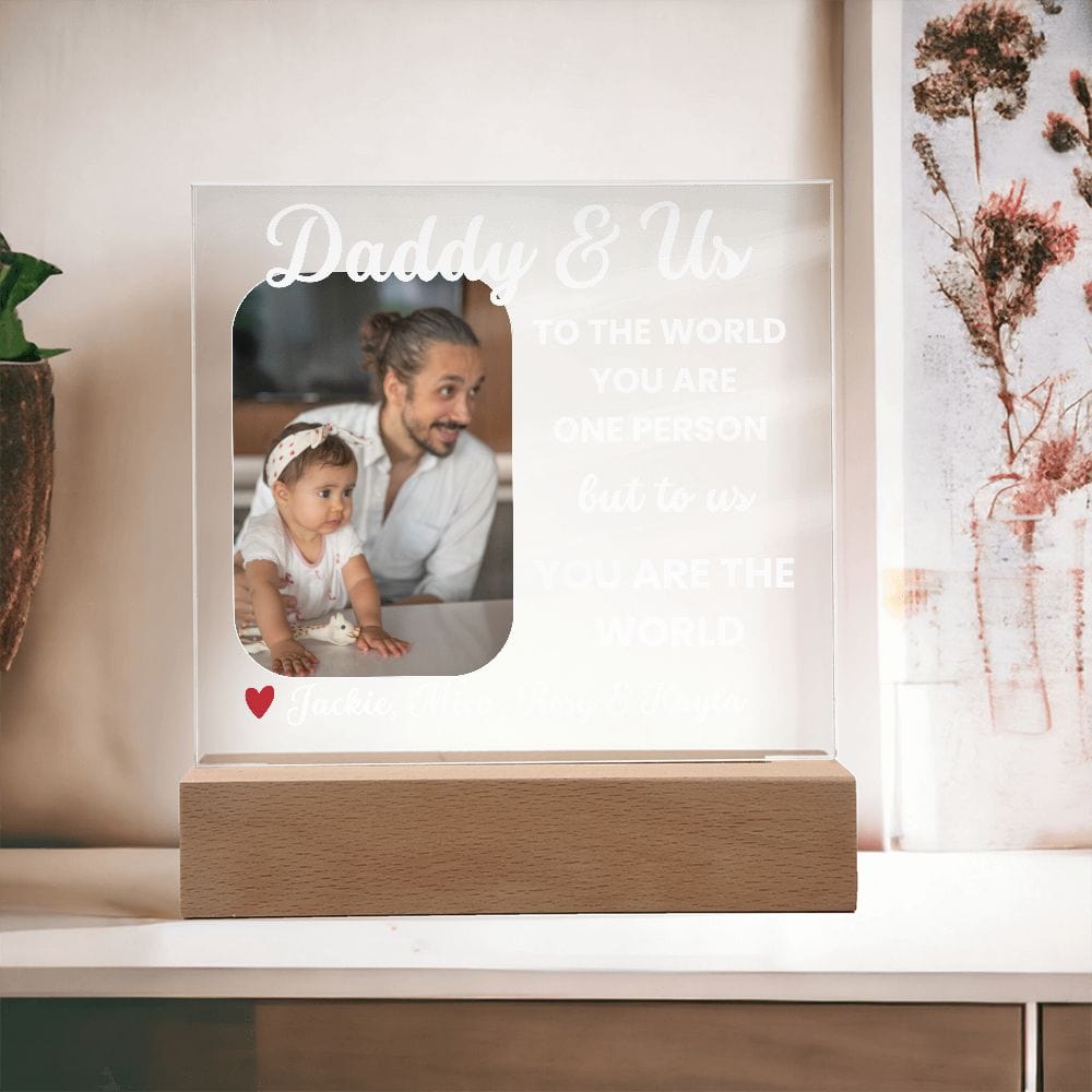 Personalized Daddy and Us Acrylic plaque, LED Photo Frame, Father's Day Gift for Dad